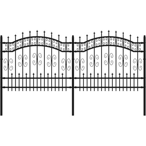 Grillage rouleau，Clôture de jardin avec sommet de lance Noir 140 cm CFW3655459 (1/5)