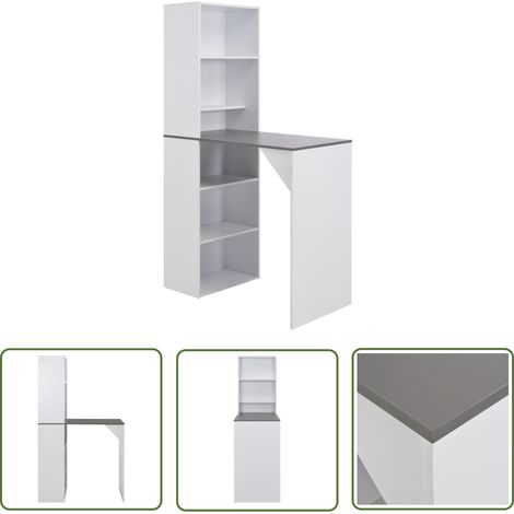 The Living Store Bartisch mit Schrank Weiß 115x59x200 cm - Esstisch - Bartisch - Kücheninsel - Wohnzimmertisch - Holzwerkstoff (1/5)