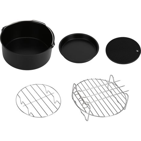 Accessoires pour Friteuse : Plateau à Pizza, Plaque à Gâteau, Tapis en Silicone, Brochettes, Gril et Plaque de Cuisson pour Friteuse 7 Pouces (1/5)