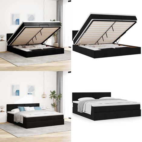 vidaXL Ottoman-Bett mit Matratze Schwarz 180x200 cm Stoff (1/5)