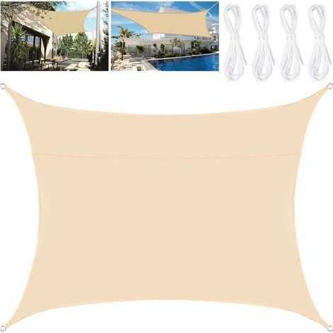 Voile d'ombrage,Toile Solaire Voile 2 x 3 m Voile d'ombrage Terrasse Rectangulaire Imperméable, Voile d'ombrage Jardin,Résistant Aux UV,pour en Plein air,Corde,Jaune de Riz Toile ombrage (1/5)