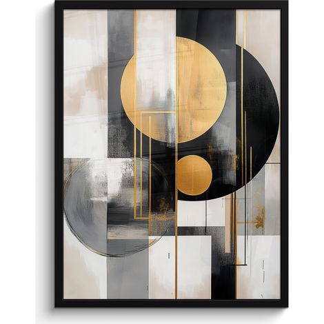 AFFICHE ENCADRÉE Abstrait - Or - Argent - Formes - Esthétique - Moderne Tableau Décoration Murale 60x80 (1/5)