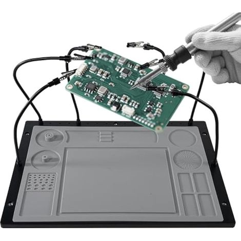 Kit de soudage 2 en 1 avec tapis de soudure en silicone, 6 bras métalliques flexibles, outil de soudure troisième main pour réparation électronique, assemblage de bijoux, travaux manuels (1/5)