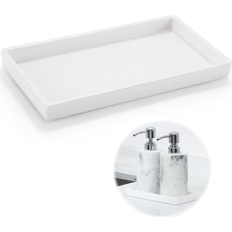 Plateau de salle de bain - Plateau rectangulaire pour tissu, bougies, serviette, petit cosmétique, plantes (22 x 12 cm) (1/5)