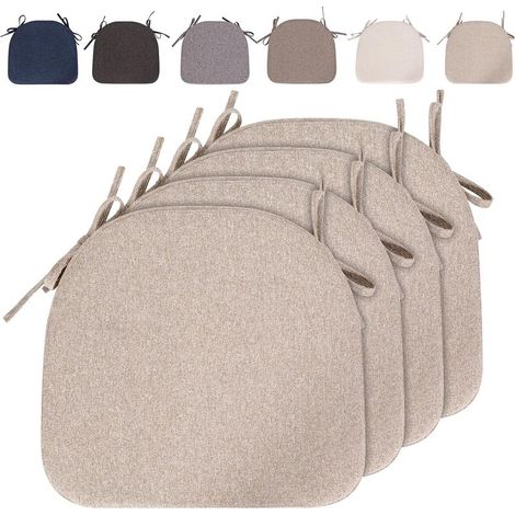 Lot de 4 43x40x35CM(5CM Épaisseur) Coussins de Chaise lavables avec Cordon de Serrage Coussin d'assise antidérapant Semi-Circulaire pour Chaise de Jardin, Chaise de Salle à Manger ou Chaise de Bureau (1/5)