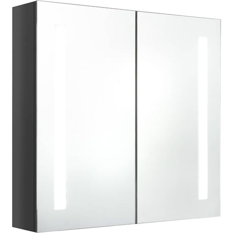 Maison Exclusive - Armadietto Bagno con Specchio e LED Grigio Lucido 62x14x60 cm (1/5)