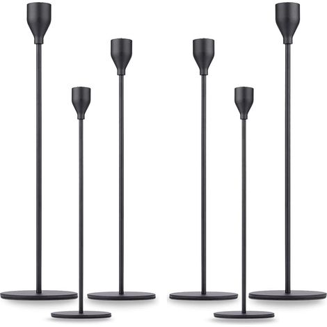 APEX Bougeoir Noir mat Coniques 6 pcs Chandelier de Mariage Chandeliers Coniques pour la Maison pour Les Fêtes,Mariages,Dîners (1/5)