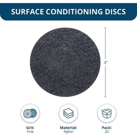 Disque De Ponçage - Nylon Non Tissé 3 Pouces - Fixation R Mâle - Pour Ebavurage Lissage Et Finition - 25 Pièces (1/4)