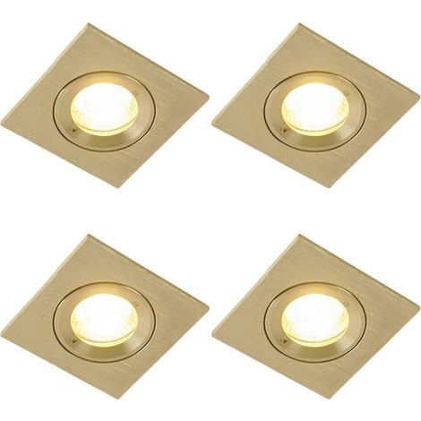 QAZQA Xena spot encastré - set de 4 - 8x8cm - IP44 - carré - or (1/5)
