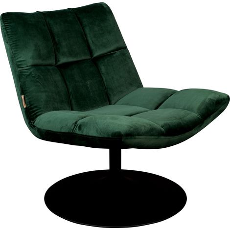 Fauteuil lounge 66x81x78 cm en tissu velours vert- CHAIRBAR