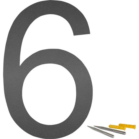 Numéro de maison en acier inoxydable, choix des lettres, plaque de numéro de maison, police Arial, anthracite mat, 20 cm, V2Aox, 6 chiffres, design 2D (1/4)
