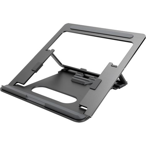 Support portable en alliage d'aluminium pour ordinateur portable, pliable et réglable, avec rehausseur multifonction et système de refroidissement pour ordinateurs portables de 11 à 15,6 pouces (noir) (1/5)