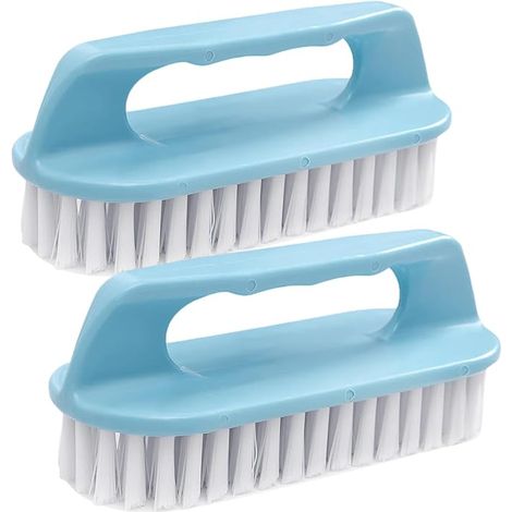 Household All-Purpose Scrub Brush Plastic Cleaning Brush with Microfiber Bristle Gap Cleaner Brush for Bathroom, Kitchen, Tile, Laundry, Grout, Carpets & Surfaces (2 Brush)