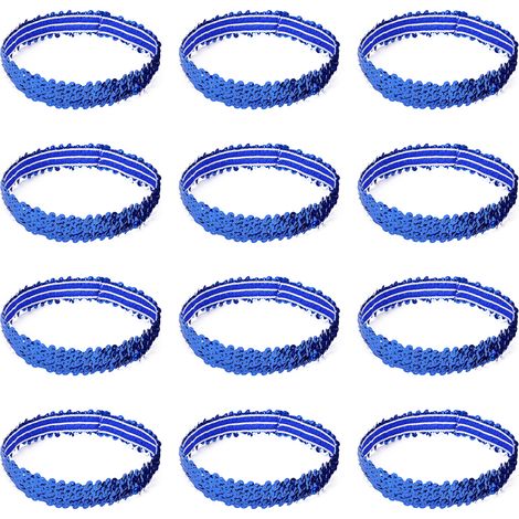 Headband Pailleté - Bandeau Élastique Étirable 2,5 cm de Largeur - Pour Filles Adolescents et Adultes - Lot de 12 (1/5)