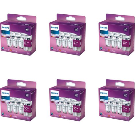 Philips Conjunto Pack Foco LED GU10 50W No regulable Luz blanca fría - 18 unidades (1/3)