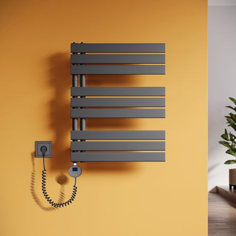 SONNI Handtuchheizkörper Elektrisch mit Heizstab Badheizkörper Elektrisch mit Temperatureinstellung Und Timer Anthrazit 762x600mm (1/5)