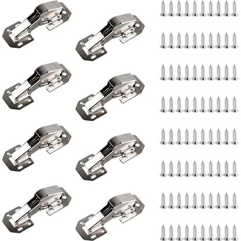 Charnières de meubles x, charnières à vis à fermeture amortie pour portes de meubles avec ressort à 90°, charnières de 113×43 mm avec amortissement hydraulique pour meubles (1/4)