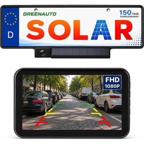 Kit de caméra de recul numérique sans fil solaire - Moniteur 5" 1080P - Prend en charge 2 caméras de recul - Batterie 6000 mAh - 3 minutes - Installation DIY IP69K - Étanche - Aide au (1/5)
