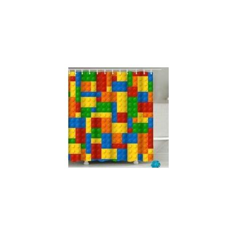 Duschvorhang aus Polyester, 180 x 180 cm, mit 12 Haken (Lego, 180 x 180 cm) (1/5)