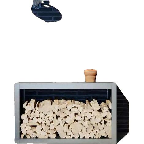 Range à bois, acier galvanisé, robuste, Acier galvanisé/Gris (1/2)