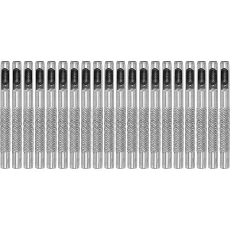 Lot de 20 emporte-pièces creux en cuir, acier au carbone, robuste, usage intensif, outil de perforation rond 6 mm pour ceinture, montre, tissu. (1/5)