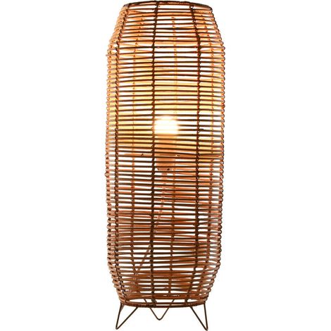 Lampara Pie Ratan Metal 23X23X65 Natural Marron