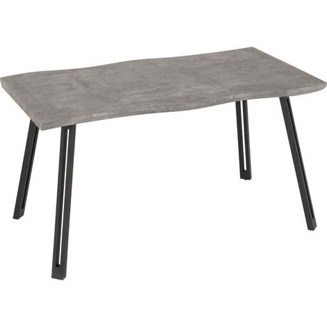 Quebec Wave Edge Dining Table - L80 x W140 x H76 cm - Concrete Effect/Black (1/5)