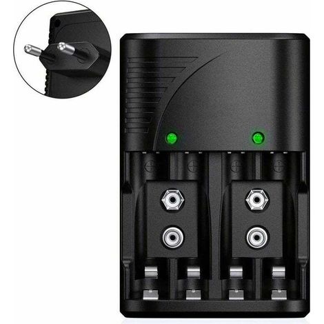 Chargeur de Piles Universel pour AA/AAA/9V, Chargeur Rapide 6802 pour Piles Rechargeables NI-MH AA/AAA ou 9V, avec Indicateur LED, Tension Mondiale.- (1/4)
