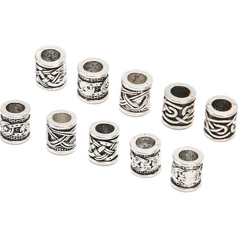 Lot de 10 perles de barbe viking en alliage, style antique nordique, pour la création de bracelets et colliers.