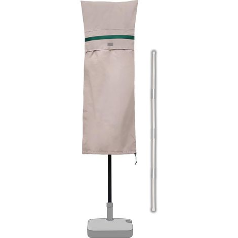 Sekey Schutzhülle mit Stab, Abdeckung für Doppelsonnenschirm mit Kurbel, Marktschirm, 460 x 270 cm, Khaki