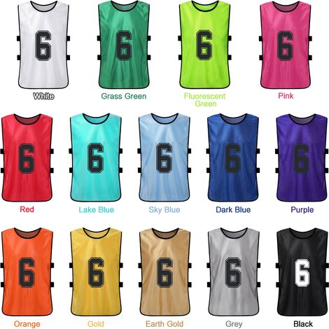 6PCS Pinnies de football pour enfants Maillots de football à séchage rapide Sports pour jeunes Scrimmage Équipe de basket-ball Formation Bavoirs numérotés Gilet d'entraînement (1/5)