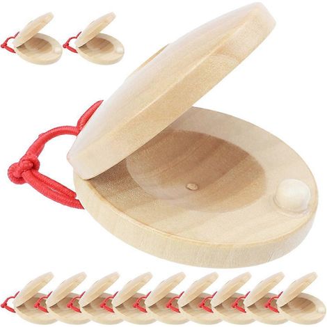 12 castagnettes en bois pour enfants - Instrument de musique-5.5x2.5cm (1/3)