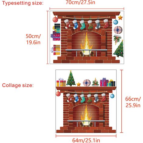 Stickers muraux de Noël pour cheminée, décoration à faire soi-même, stickers pour salon, chambre, papier peint pour chambre d'enfant (1/3)