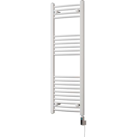 Zennor - White Electric Towel Rail H1200mm x W400mm Curved 400w Thermostatic WIFI (1/3)