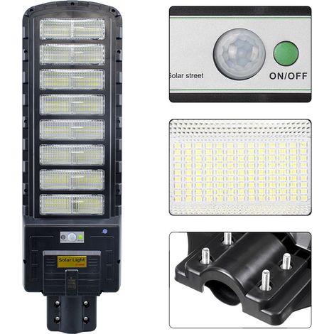 508255 Lampadaire charge solaire 800W détecteur de mouvement et télécommande