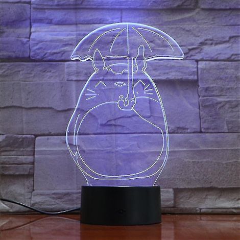 Lampe de table LED 3D Totoro avec parapluie pour chambre d'enfant