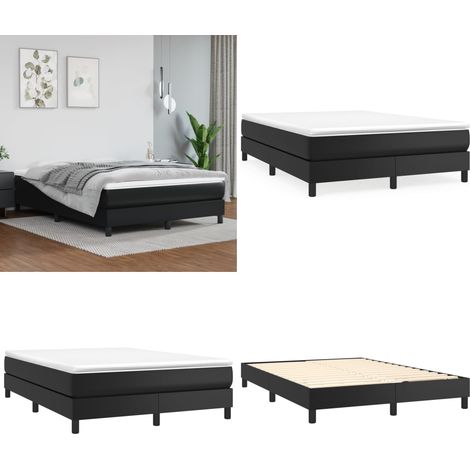 Bettgestell Schwarz 140x200 cm Kunstleder - Schlafzimmermöbel - Bettgestell - Doppelbett - Kunstlederbett - Schwarzes Bett - Home & Living (1/5)