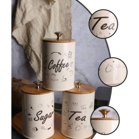 Boite A Sucre - Boite De Stockage Metal 15.5 X 9.5 X 9.5 Cm - Pour Farine Sucre Café Thé - Lot De 3 (1/4)