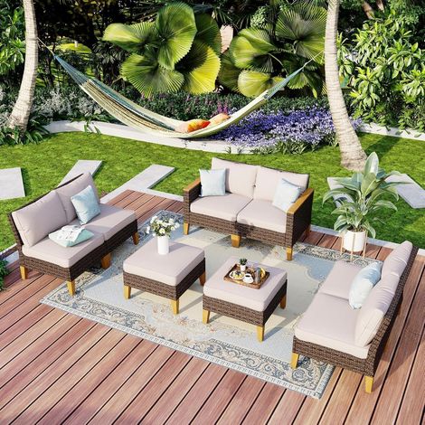 Lounge Set Polyrattan Sitzgruppe Gartenmöbel Wetterfest Cr006-03-8i1 (1/5)