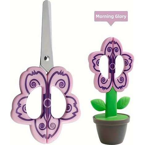 Ciseaux de bureau en forme de fleur debout créatifs, ciseaux pour découper papier et artisanat, décoration de bureau pour la chambre, ciseaux sécurité. Gloire du matin (1/4)
