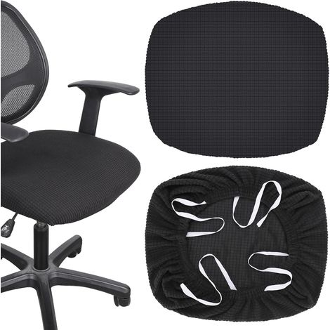 CCYKXA 2-teiliger Bürostuhlbezug, abnehmbarer, staubdichter Stuhlsitzbezug, dehnbarer Stuhlsitzbezug, Bürostuhlbezug, Schwarz, 45–48 cm