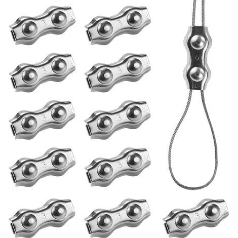Colliers de serrage duplex en acier inoxydable M3, lot de 12, serre-câbles à double boulon de 1/8 pouce pour câbles de 1,5 à 3 mm² (1/5)