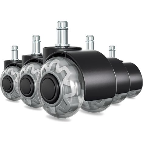 VINGO Set di 5 rotelle per sedie da ufficio 11 mm x 22 mm, rotelle per pavimenti duri fino a 125 kg, installazione semplice senza attrezzi (1/5)