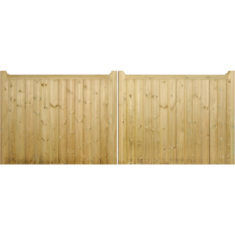 Drayton Square Top Low Double Driveway Gate - Pressure Treated Scandinavian Redwood - W3600 x H950 mm