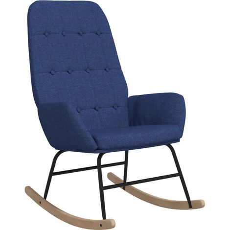 Sedia a dondolo relax imbottita per allattamento da soggiorno in tessuto capitonnè blu DEC028896