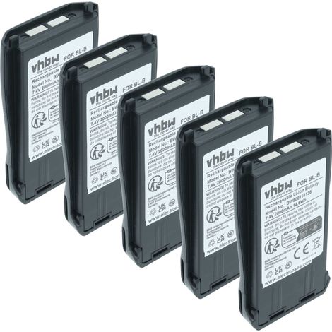 vhbw 5x Akku kompatibel mit Baofeng UV-B6, UV-B5 Funkgerät, Walkie Talkie (2000 mAh, 7,4 V, Li-Ion)