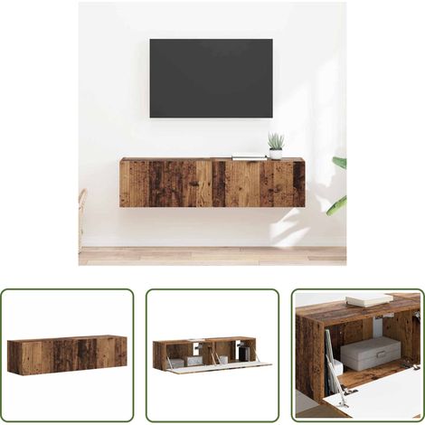 Holzwerkstoff -  TV-Wandschrank 2 pcs Altholz 60 x 31 x 29,5 cm Holzwerkstoff (1/5)