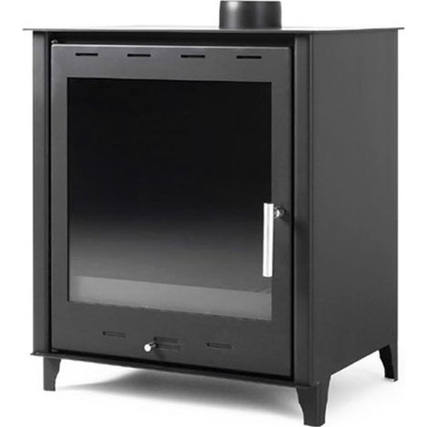 Estufa de leña grande modelo G 14.3 Kw  Chimenea moderna de leña con puerta cristal  Estufa de leña clásica para salón (1/5)