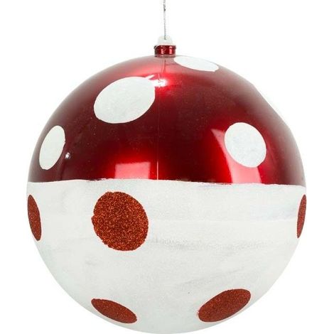 GLORIA STORE Palla Natalizia Pois Bianca E Rossa D.26