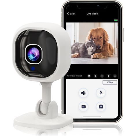 1080p-Innenraum-Überwachungskamera für Babyphone und Hundeüberwachung mit Bewegungserkennung, Zwei-Wege-Audio-Sirene und Nachtsicht. (1/5)